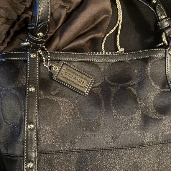 Vintage black studded Coach signature tote purse - Picture 2 of 7